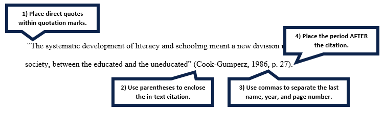 Place direction. Narrative Citation. Citing within paper apa. Narrative Citation with Page.