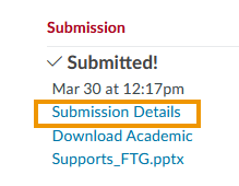 Submission area on right side of screen with a box around "Submission Details"